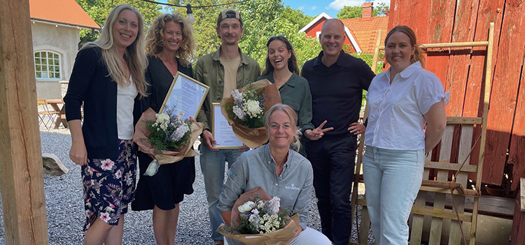 På bilden: Anna Ohlin Ek och Andrea Johansson Destination Läckö-Kinnekulle, Filip Larsson och Sara Runsten Vedens Lustgård, Kristofer Svensson Skaraborgs kommunalförbund, Veronica Tigerberg Lilla Björkö och sittande Katarina Blad Next Skövde